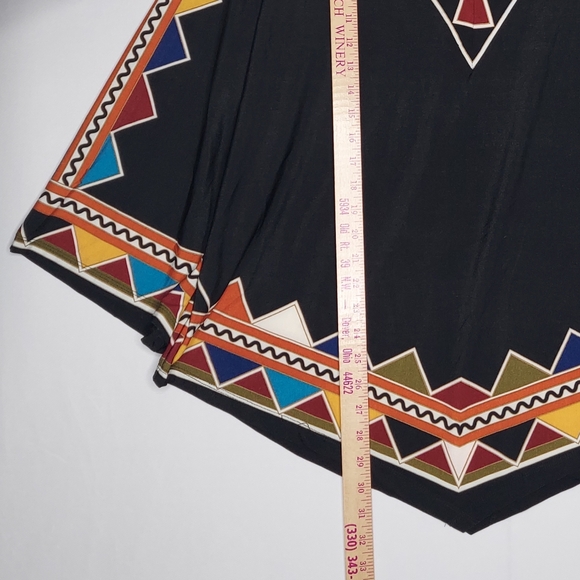 Ashley Stewart Flare Sleeve Top Women 22/24 Multicolor Geometric Stretch Tribal - Picture 4 of 5